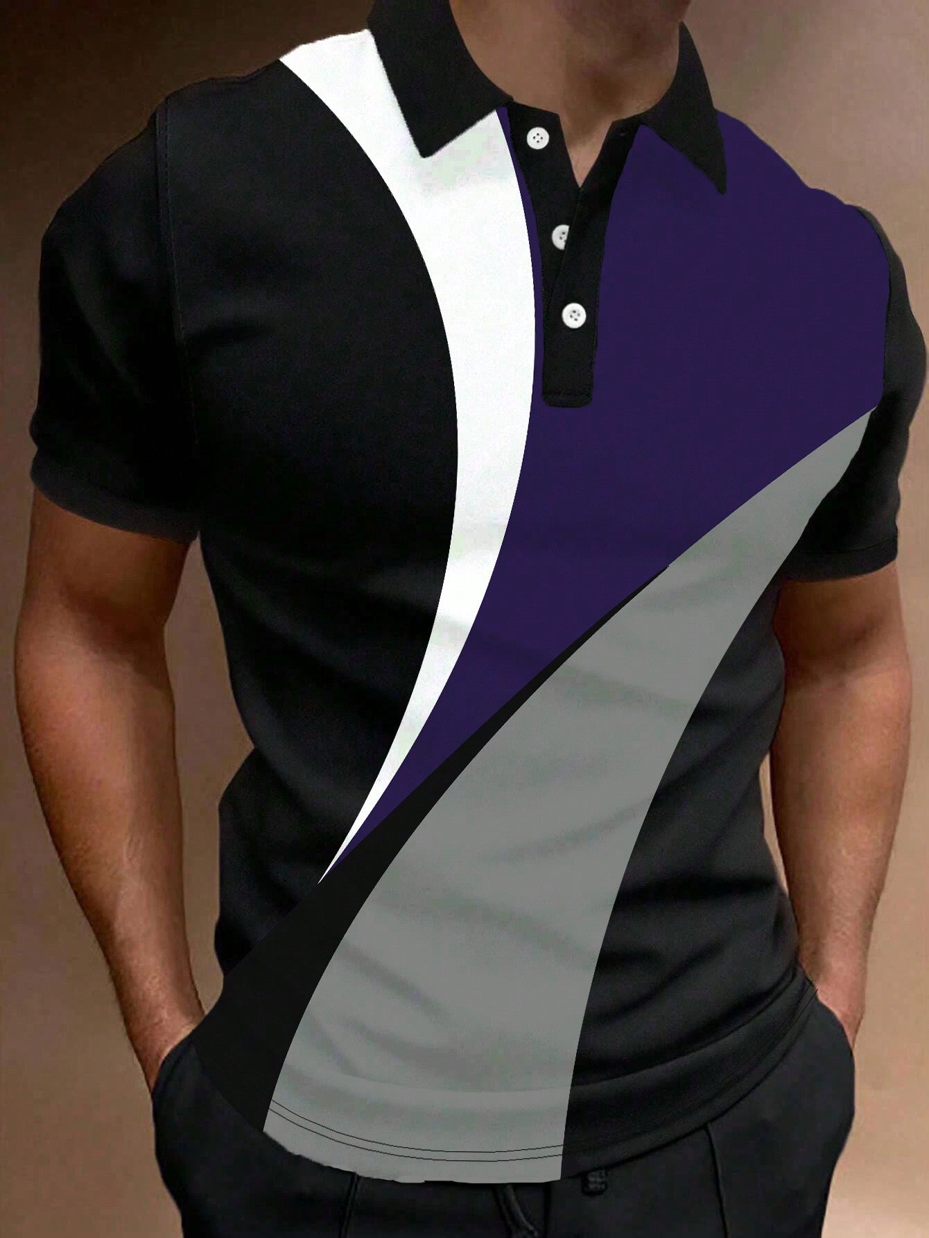 Manfinity Homme Men'S Color-Block Polo Shirt
